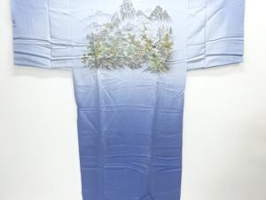 アンティーク　寺院風景模様男物長襦袢仮絵羽(肩裏地付き)